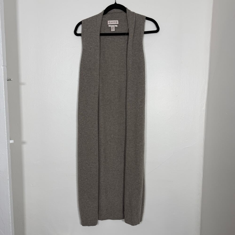 Nanette Lepore 100% Cashmere Long Sleeveless Cardigan Vest Gray XS
